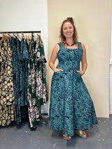 Flow Dress Stretch Cotton - Kelp Garden