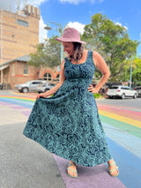 Flow Dress Stretch Cotton - Kelp Garden