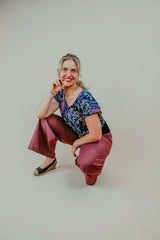 Desert Rose Japanese Cotton Wide-Leg Sidewalk Pants