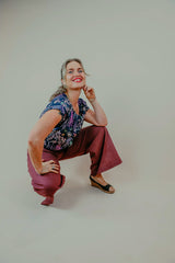 Desert Rose Japanese Cotton Wide-Leg Sidewalk Pants