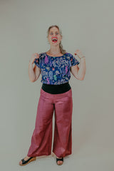 Desert Rose Japanese Cotton Wide-Leg Sidewalk Pants