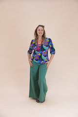 Spearmint Linen Viscose Wide-Leg Sidewalk Pants