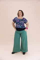 Spearmint Linen Viscose Wide-Leg Sidewalk Pants