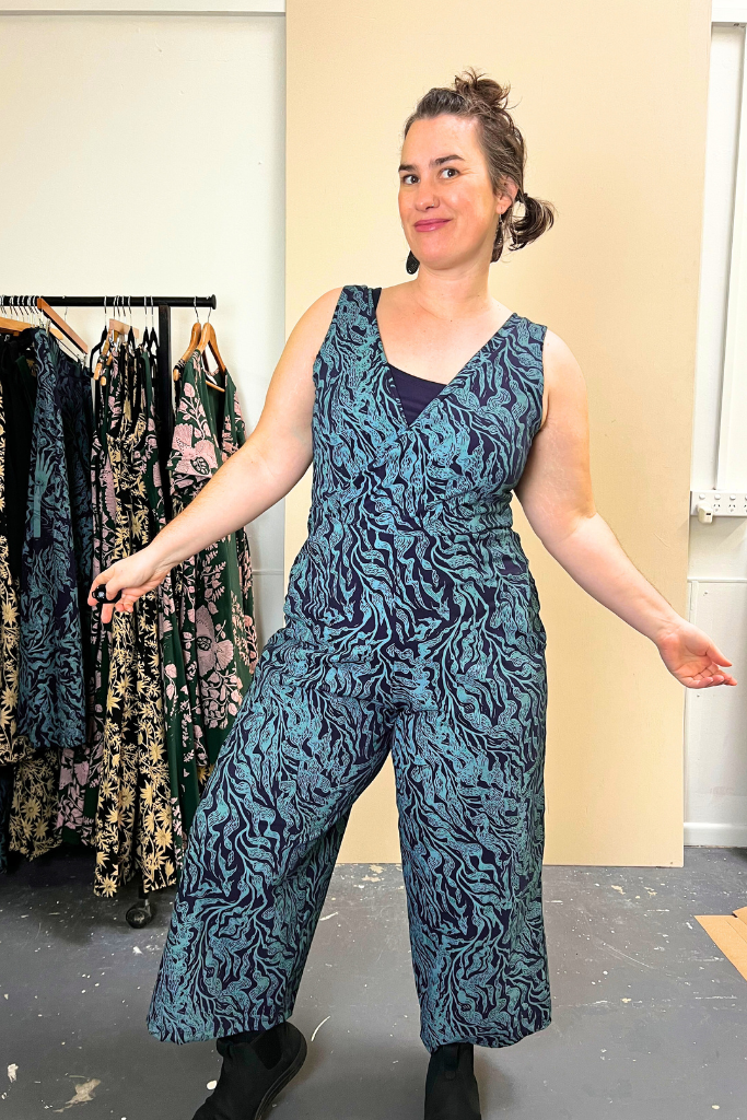 Pull On Stretch Jumpsuit - Kelp Garden