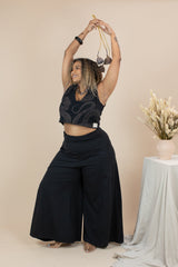 Organic Stretch Wide Leg Pants - Black