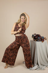 Wide Leg Pants - Opium Poppies Print