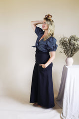 Organic Stretch Wide Leg Pants - Black