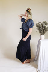 Organic Stretch Wide Leg Pants - Black