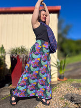 Stretch Maxi Skirt - Dark Coral Garden