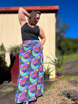 Stretch Maxi Skirt - Dark Coral Garden
