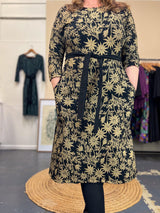 Ziggy Dress Stretch Cotton - Straw Flannel Flower