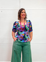 Stretch Ash Top – Dark Coral Garden Organic Cotton