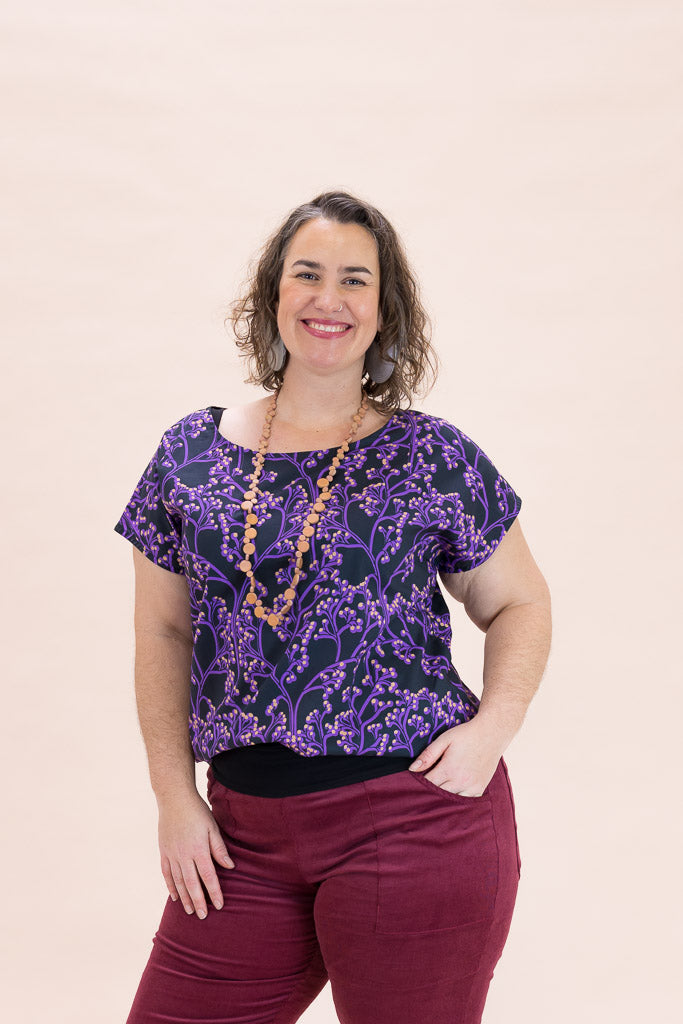 Women’s Boxy Organic Cotton Top – Gothic Garden Print Breeze Top