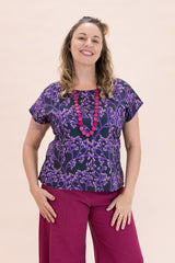 Women’s Boxy Organic Cotton Top – Gothic Garden Print Breeze Top