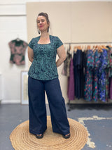Deep Navy Japanese Cotton Wide-Leg Sidewalk Pants