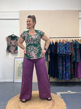 Purple Japanese Cotton Wide-Leg Sidewalk Pants