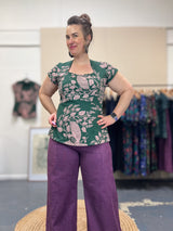 Purple Japanese Cotton Wide-Leg Sidewalk Pants