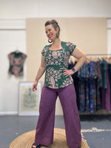 Purple Japanese Cotton Wide-Leg Sidewalk Pants
