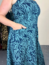 Flow Dress Stretch Cotton - Kelp Garden