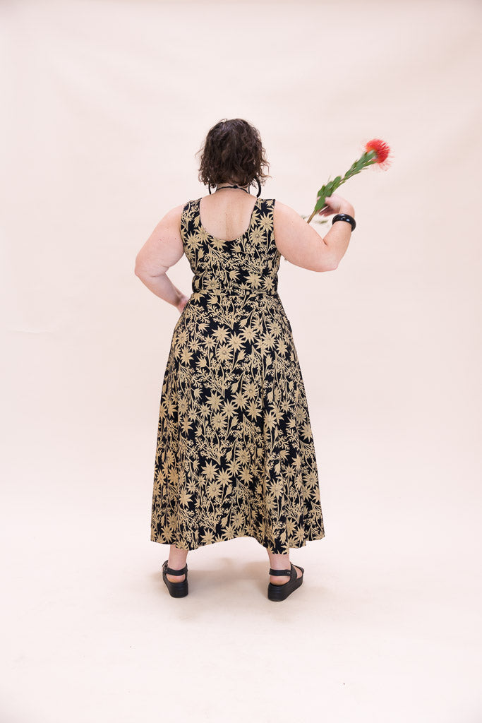 Flow Dress Stretch Cotton - Straw Flannel Flower