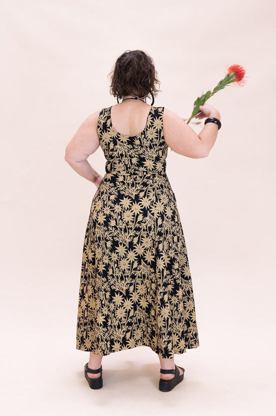 Flow Dress Stretch Cotton - Straw Flannel Flower
