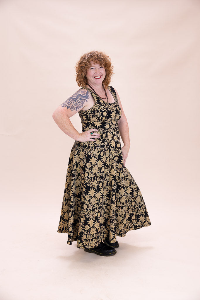 Flow Dress Stretch Cotton - Straw Flannel Flower