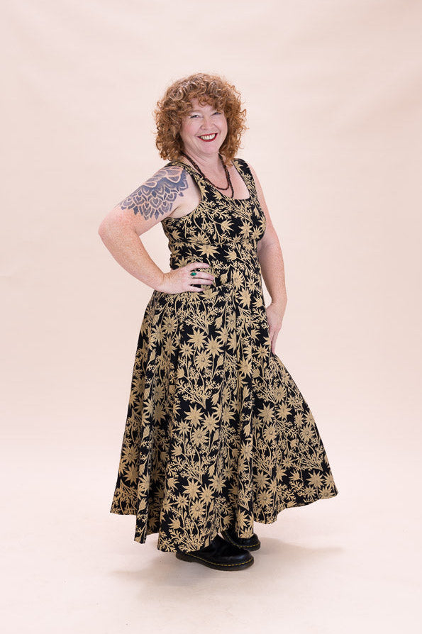 Flow Dress Stretch Cotton - Straw Flannel Flower