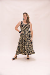 Flow Dress Stretch Cotton - Straw Flannel Flower