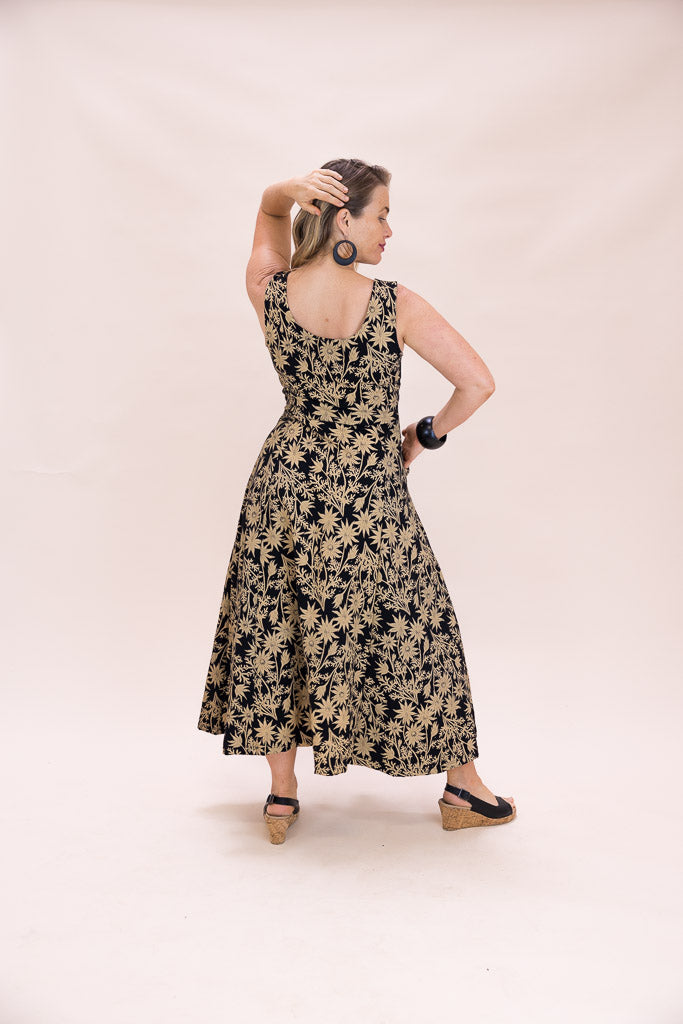 Flow Dress Stretch Cotton - Straw Flannel Flower