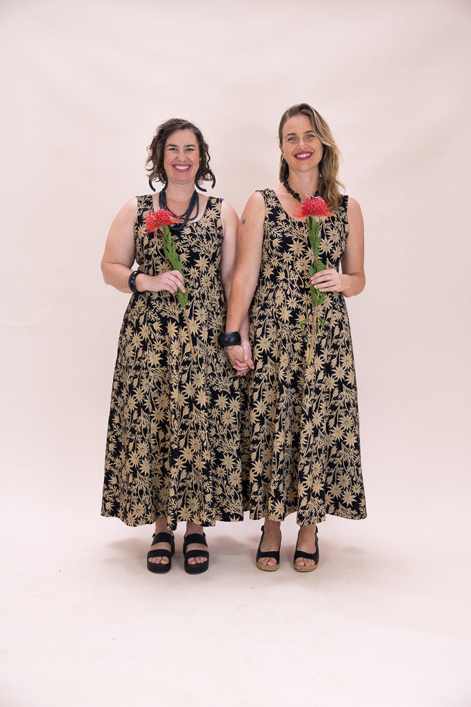 Flow Dress Stretch Cotton - Straw Flannel Flower