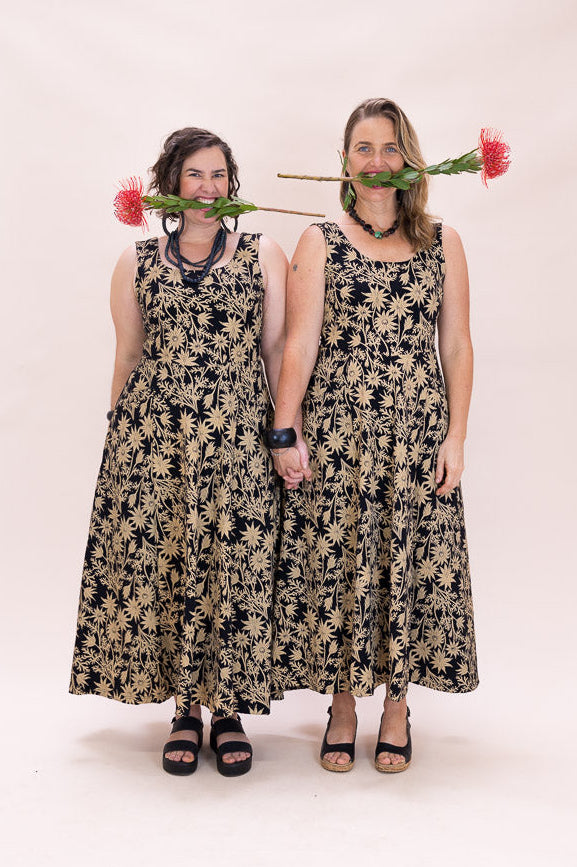 Flow Dress Stretch Cotton - Straw Flannel Flower
