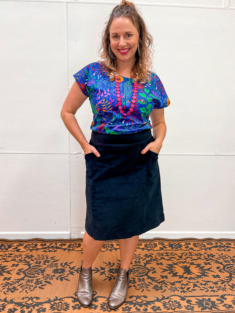 Gahnia Skirt Black Stretch Corduroy