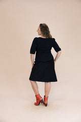 Women’s A-Line Stretch Corduroy Skirt – Black Gahnia