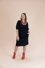 Women’s A-Line Stretch Corduroy Skirt – Black Gahnia