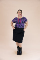 Women’s A-Line Stretch Corduroy Skirt – Black Gahnia
