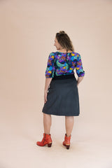Women’s A-Line Stretch Corduroy Skirt – Smoke Gahnia