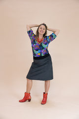 Women’s A-Line Stretch Corduroy Skirt – Smoke Gahnia