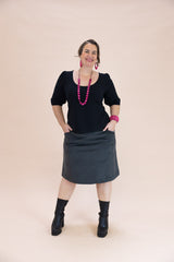 Women’s A-Line Stretch Corduroy Skirt – Smoke Gahnia