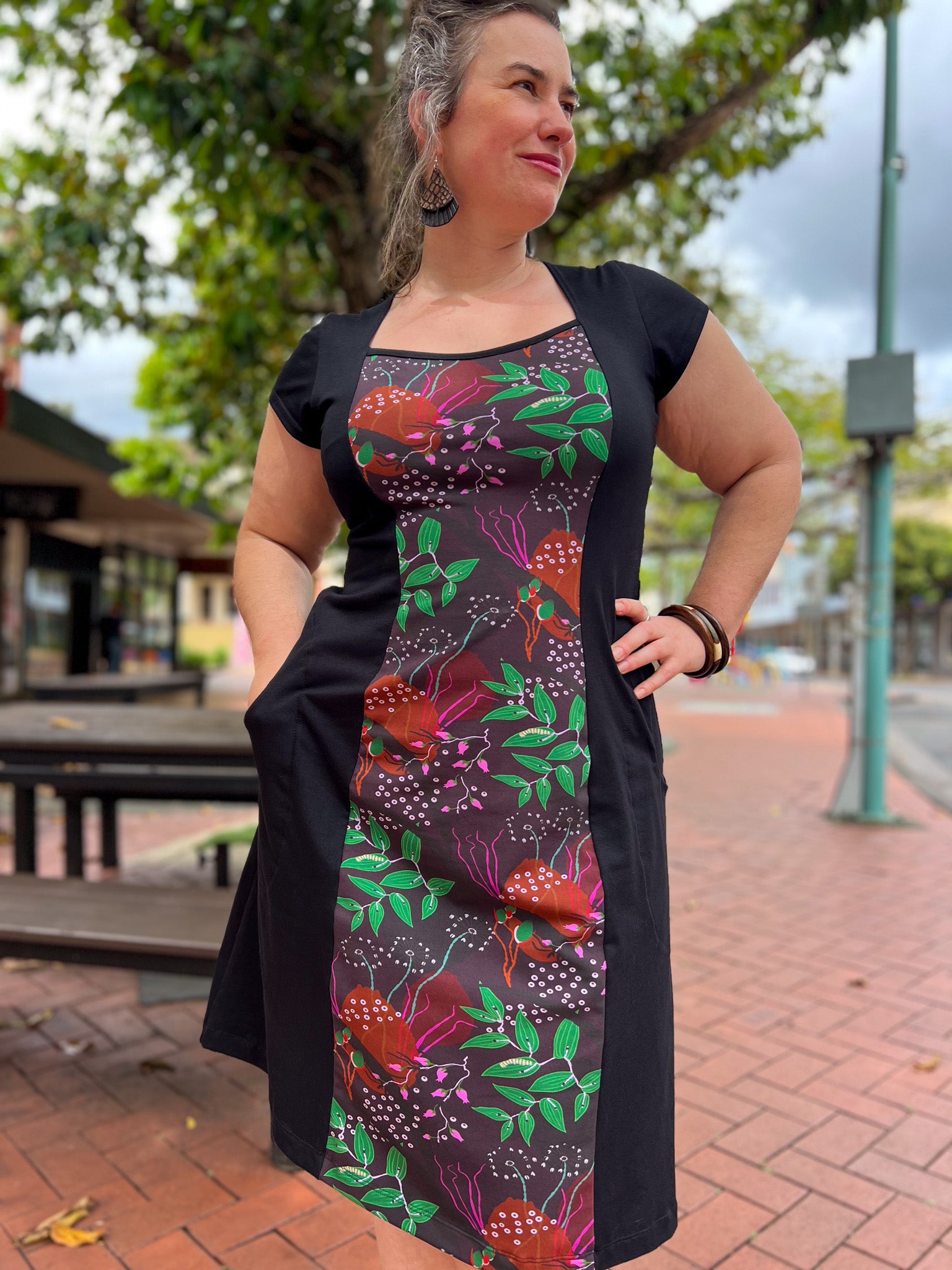 Ginger Stretch Panel Dress - Bush Garden