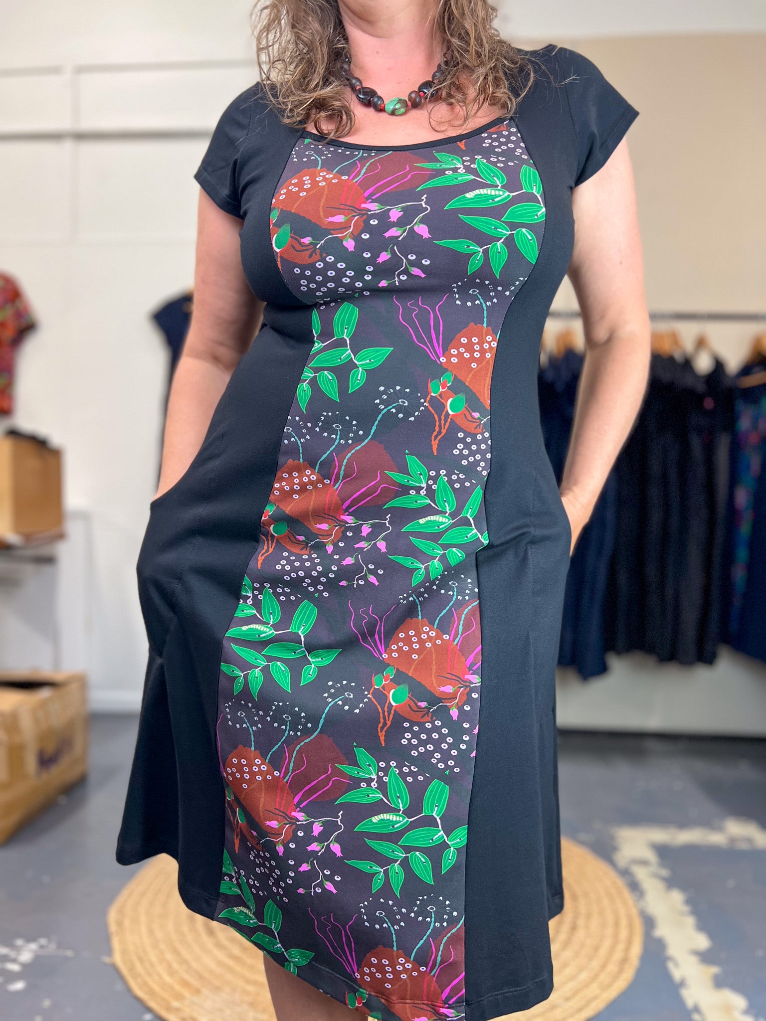 Ginger Stretch Panel Dress - Bush Garden