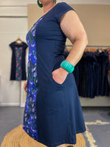 Ginger Stretch Panel Dress - Hello Cutie Blue