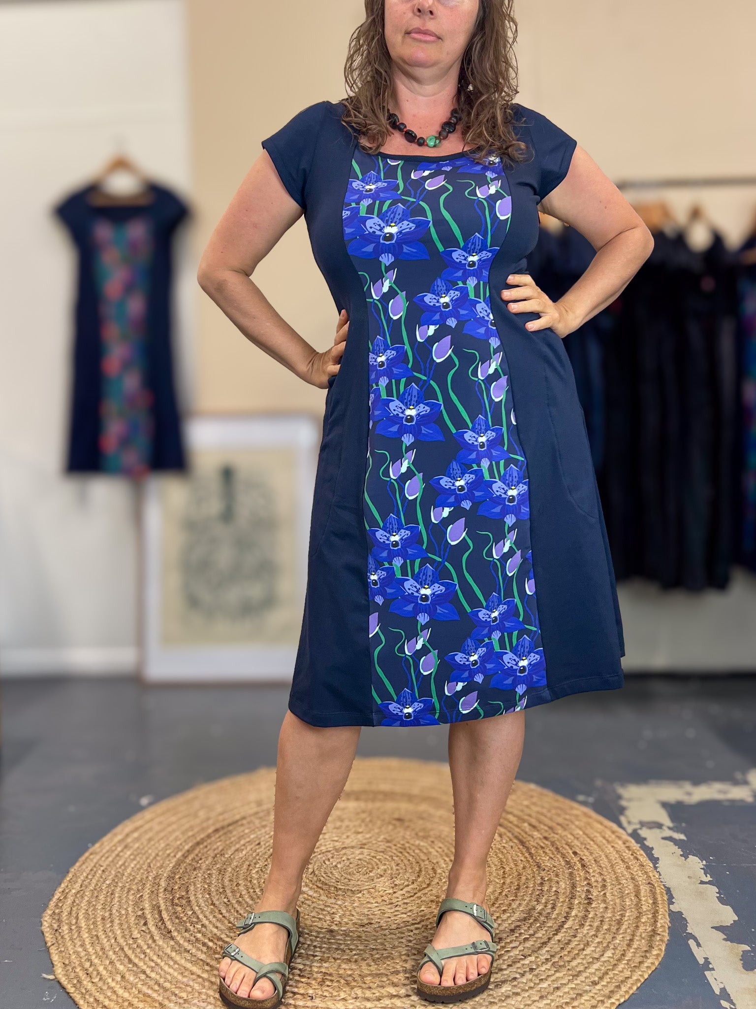 Ginger Stretch Panel Dress - Hello Cutie Blue