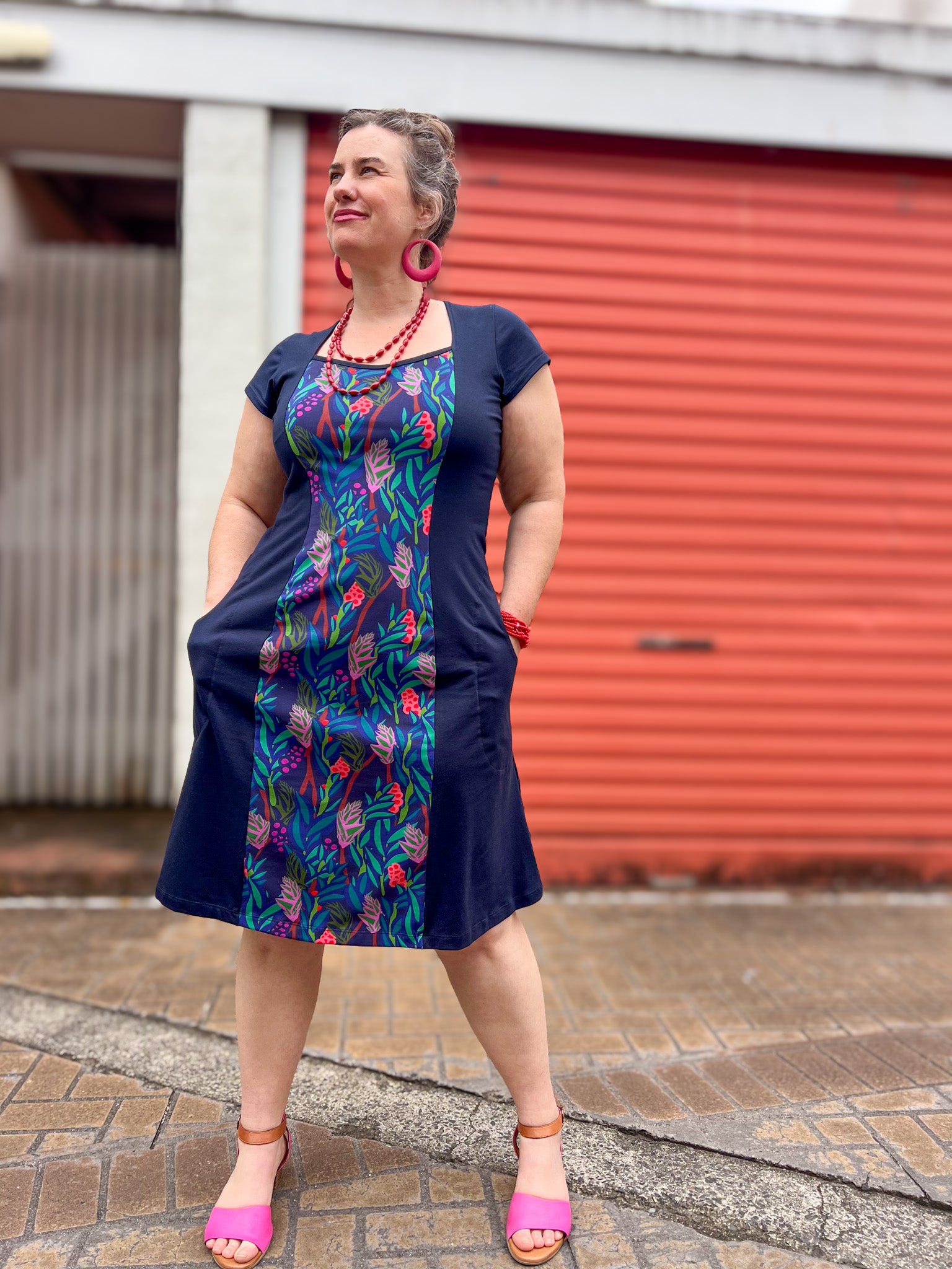 Ginger Stretch Panel Dress - The Thick of It Blue