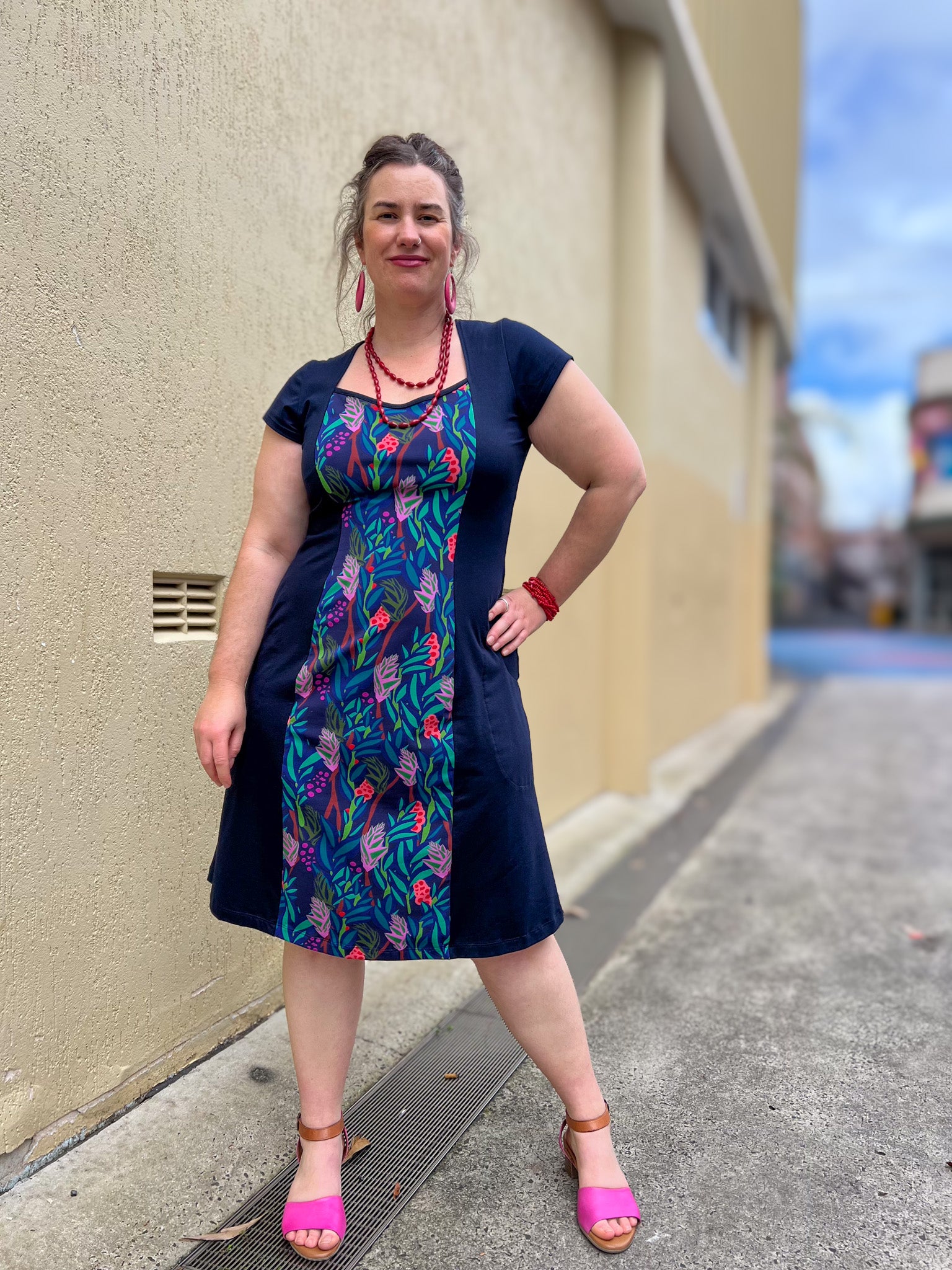 Ginger Stretch Panel Dress - The Thick of It Blue