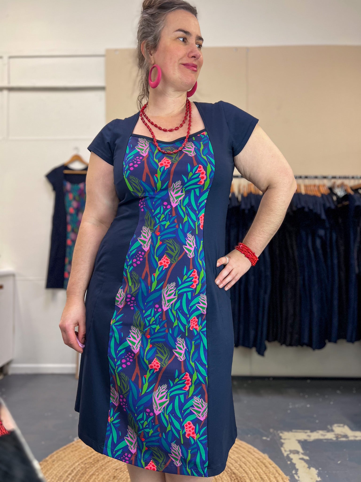 Ginger Stretch Panel Dress - The Thick of It Blue