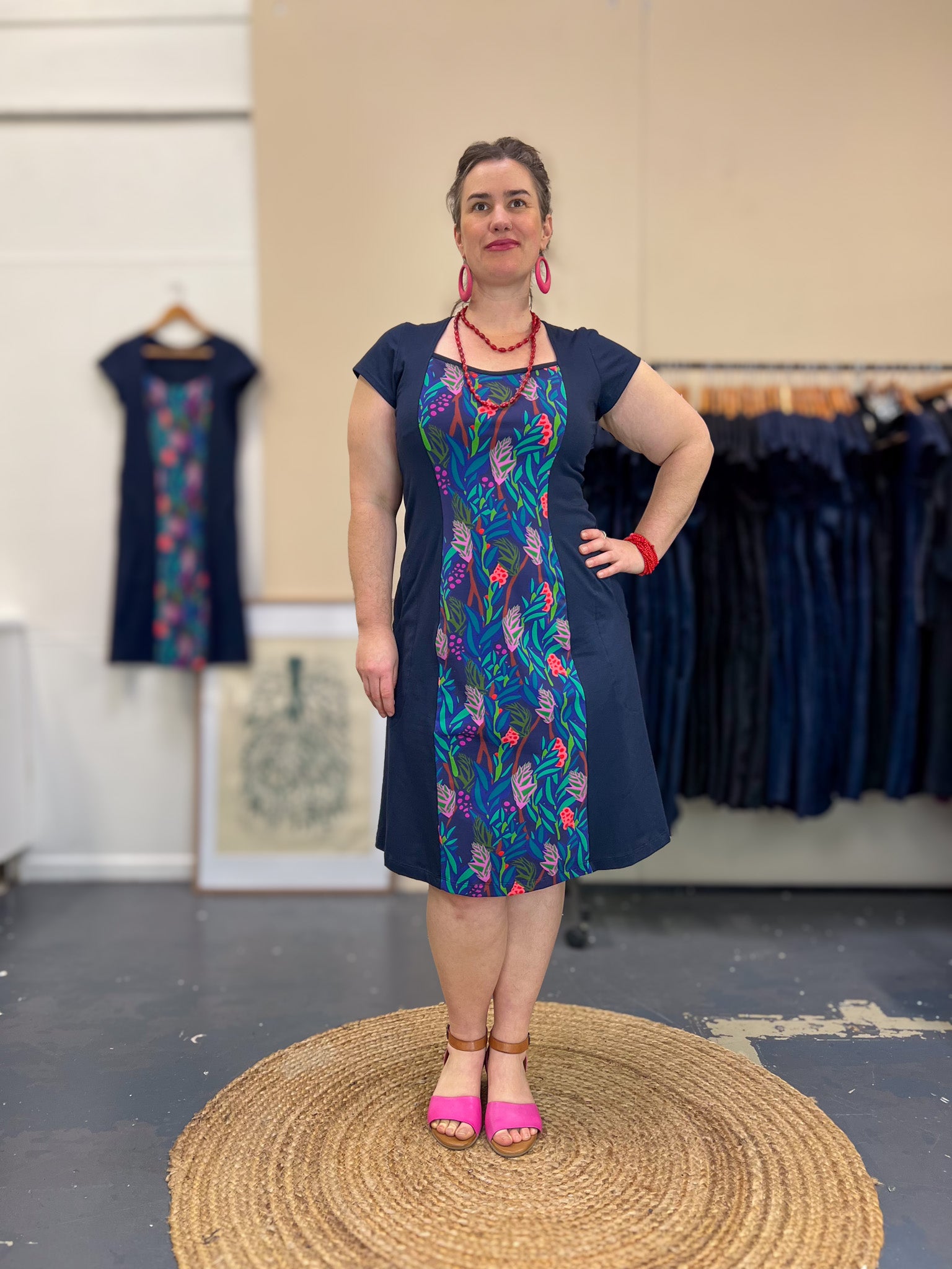 Ginger Stretch Panel Dress - The Thick of It Blue