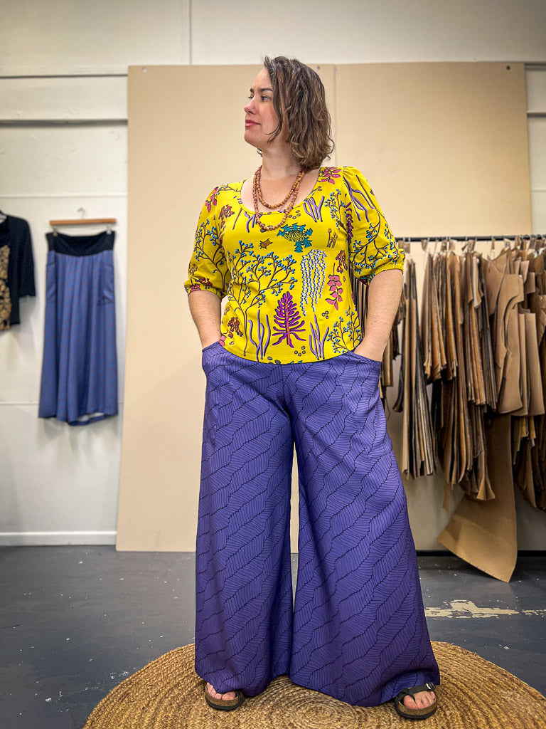 Glide Pants - Purple Wave Bamboo (size 16)