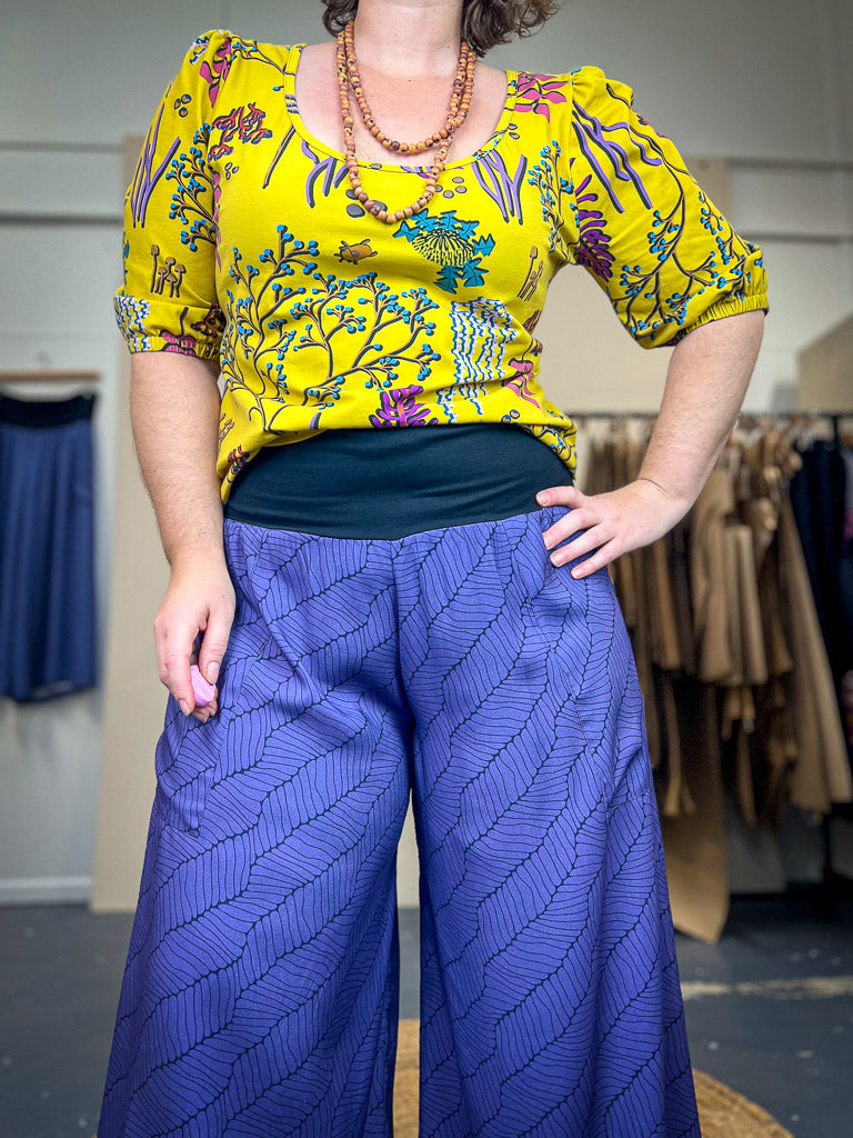 Glide Pants - Purple Wave Bamboo (size 16)
