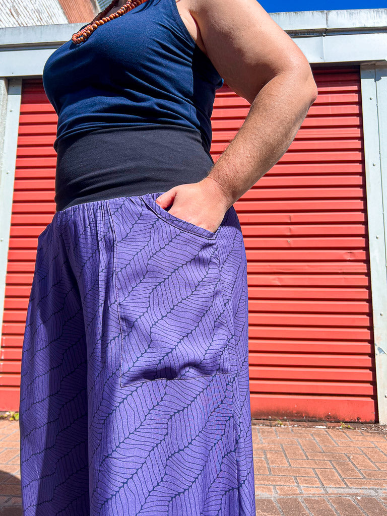 Glide Pants - Purple Wave Bamboo (size 16)
