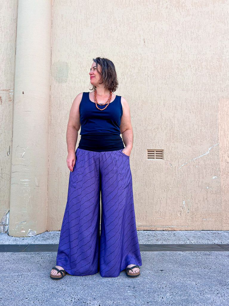 Glide Pants - Purple Wave Bamboo (size 16)